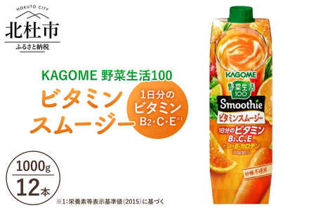 カゴメ 野菜生活100 スムージー ビタミンスムージー 1000g 紙パック 12本入 [h172]