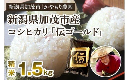 【令和7年産新米】新潟産コシヒカリ「伝ゴールド」白米真空パック 精米1.5kg  《9月下旬から順次出荷》 南麻布の高級料亭で提供される極上米 かやもり農園