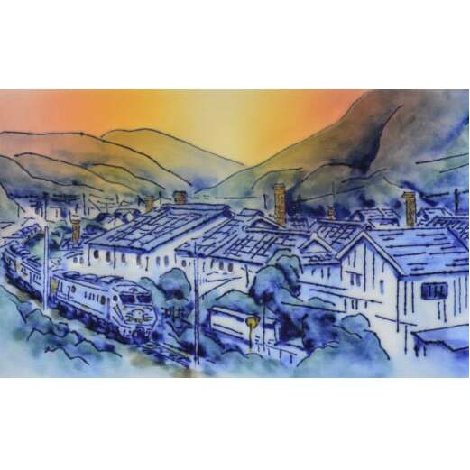 有田焼 線刻陶額「初夏の夕映え～有田風景～」【聡窯 辻聡彦】陶磁器 風景画 絵画 陶画 絵 インテリア アート ギフト A300-51_イメージ5