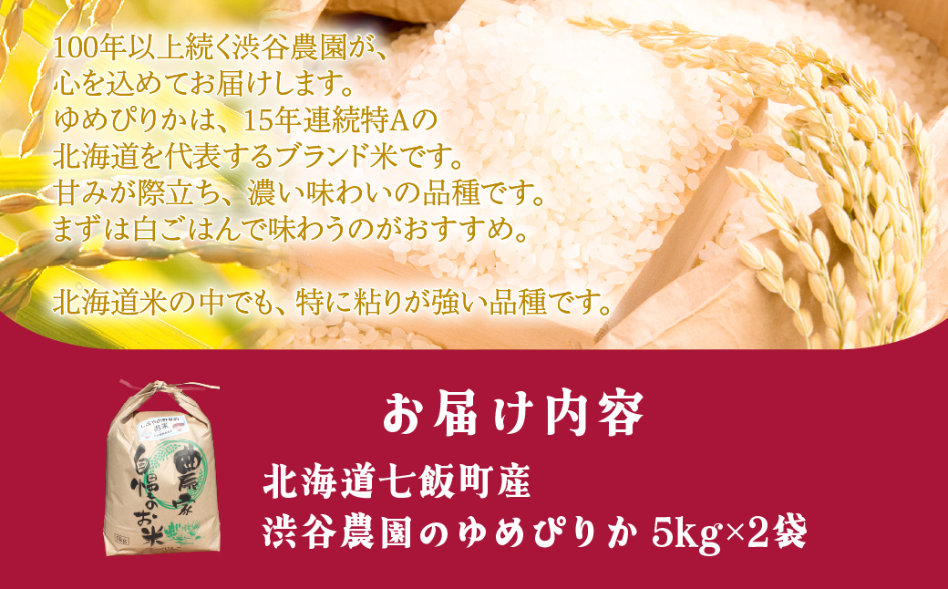 【先行予約 令和8年10月発送】令和8年産 渋谷農園のゆめぴりか 10kg (5kg×2袋) NABT004