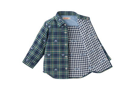 【ミキハウス】長袖シャツ 子供用　紺・90サイズ（55-26-N-90）こども 子ども服 子ども 子供 子供服 播州織 シャツ mikihouse ミキハウス