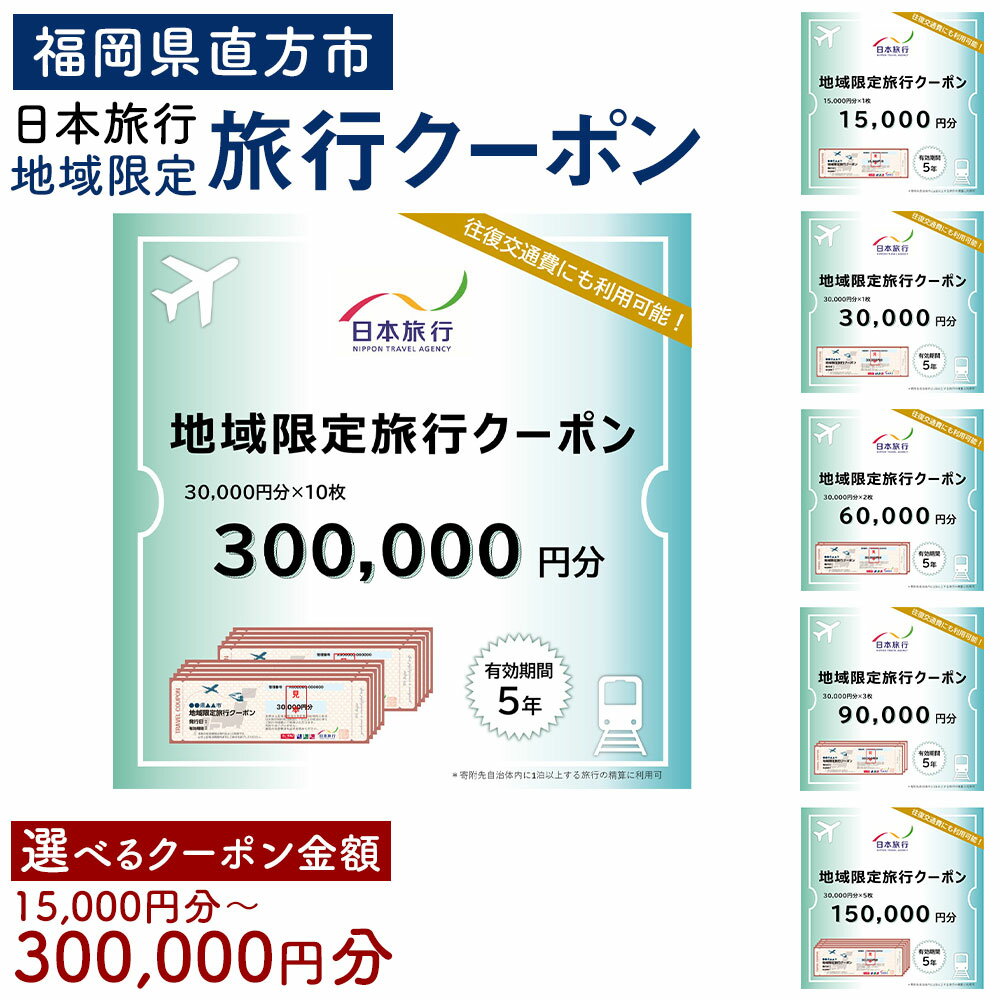 【ふるさと納税】福岡県直方市 日本旅行 地域限定 旅行クーポン ＜選べる クーポン金額＞ 九州 福岡県 直方市 旅行 旅 宿泊 ホテル 旅館 チケット 宿泊券 利用券 交通費 観光 体験 夏休み 冬休み 家族旅行 ひとり カップル 夫婦 親子 トラベルクーポン 直方市旅行 送料無料