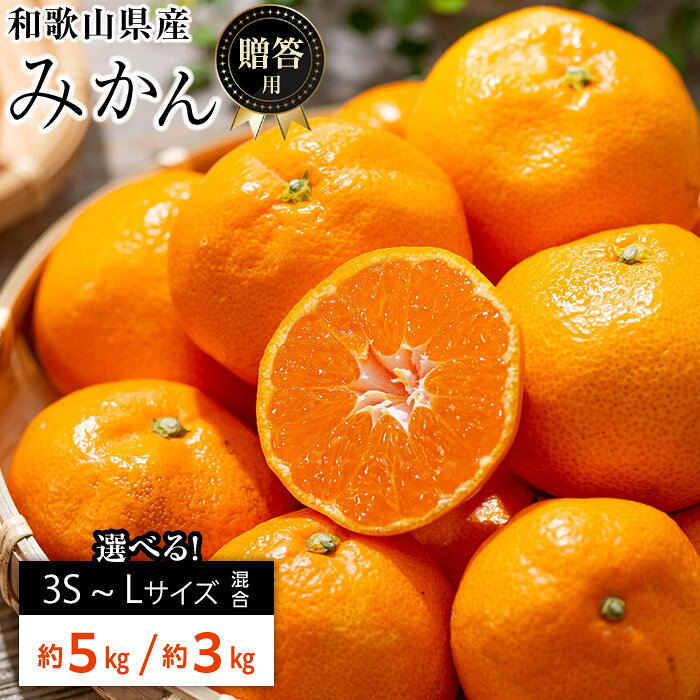 【ふるさと納税】和歌山県産 糖度 12.5度以上 秀品 贈答用 みかん 3kg または 5kg 3S ～ L サイズ混合