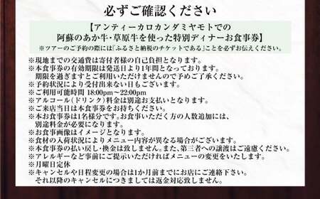 【ふるさと納税限定】 ～食べることは生きること～ 熊本阿蘇地域の未来につながる、阿蘇のあか牛・草原牛に学ぶサステナブルなコト体験（特別ディナー1名分） チケット ディナー お食事券