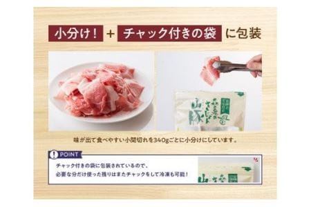 宮崎県産ブランドポーク 豚肉小間切れ 3.4kg(340g×10袋)【肉 豚肉 国産 九州産 きじょん山豚 豚こま コマ肉 小分け チャック付き】