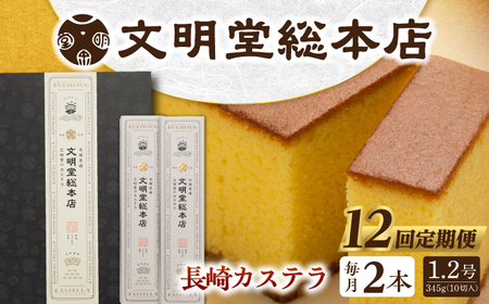 【全12回定期便】長崎カステラ2本（10切/本）文明堂総本店 [EAK032]カステラ定期便 カステラ定期便 カステラ定期便 カステラ定期便