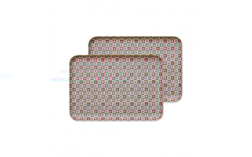 タツクラフト 友禅和紙トレー M 33cm 2枚セット 花入り格子 【Tk314】