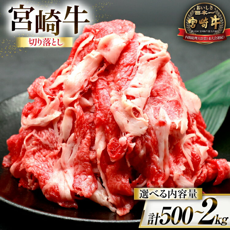 【ふるさと納税】 牛肉 宮崎牛 切り落とし 選べる内容量 500g 1p 4p [ローカルブランディング 宮崎県 日向市 452061411] 冷凍 小分け 黒毛和牛 黒毛 A4 A5 切落し 国産