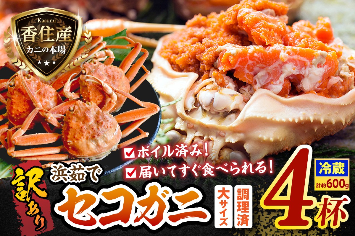 【訳あり】浜茹でセコガニ4匹入り【冷凍】