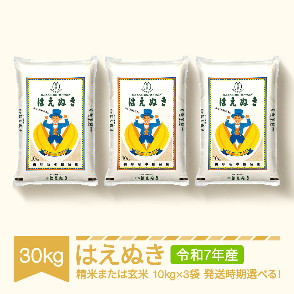 【ふるさと納税】新米 米 30kg 10kg×3 はえぬき 精米 玄米 令和7年産 2025年産 山形県産 送料無料※沖縄・離島への配送不可