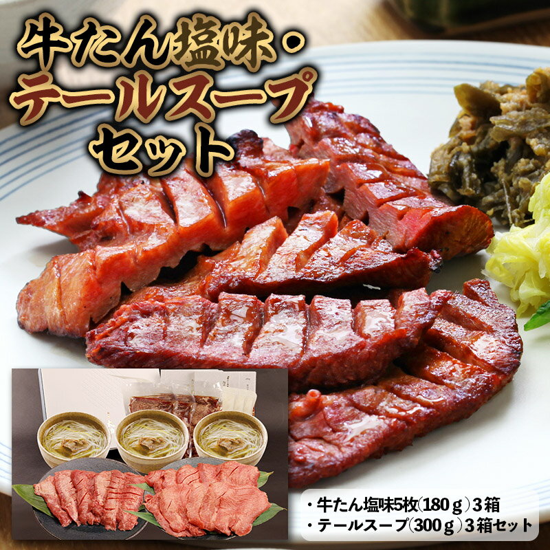 【ふるさと納税】牛たん塩味(15枚)・テールスープ(3箱)セット FY25-218