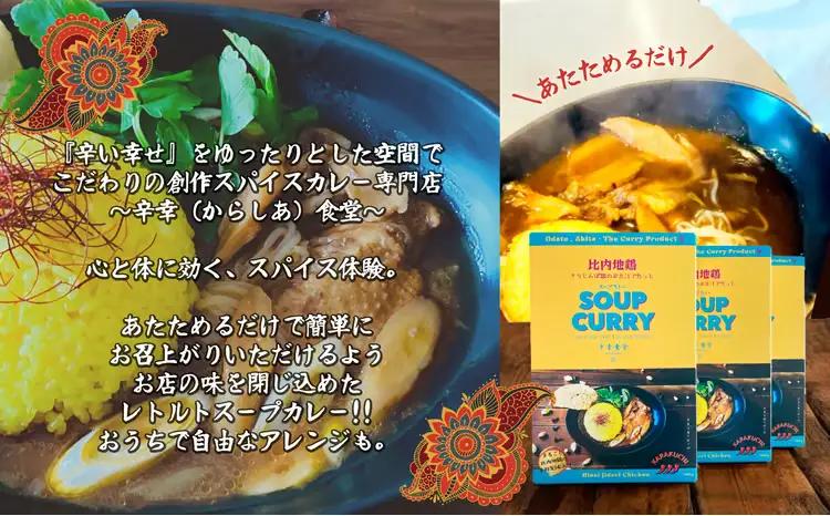 比内地鶏きりたんぽ鍋のお出汁で作ったスープカレー10個セット　【255P2802】【KARASHIA】