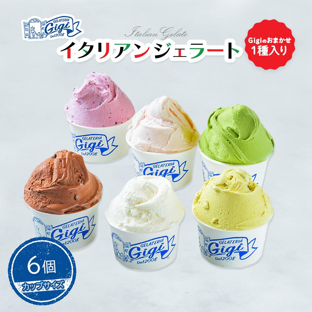 ジェラテリアGigiのイタリアンジェラート６種(Gigiのおまかせ1種入り）【カップサイズ6個】【43004AA0101】