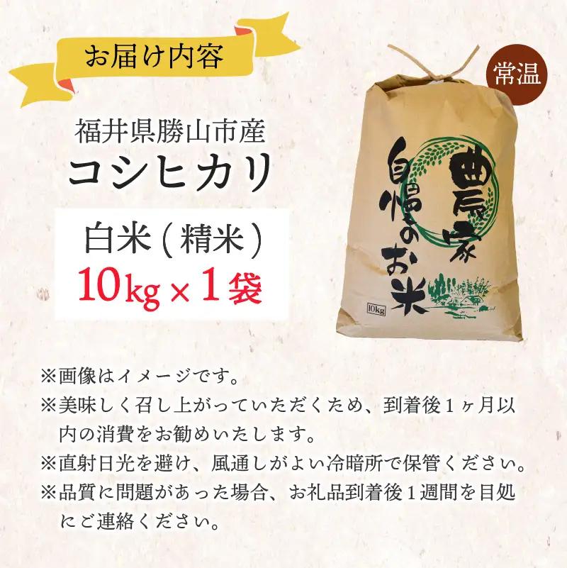 米 令和7年度 新米 コシヒカリ 白山の恵み 精米 10kg [B-009013]