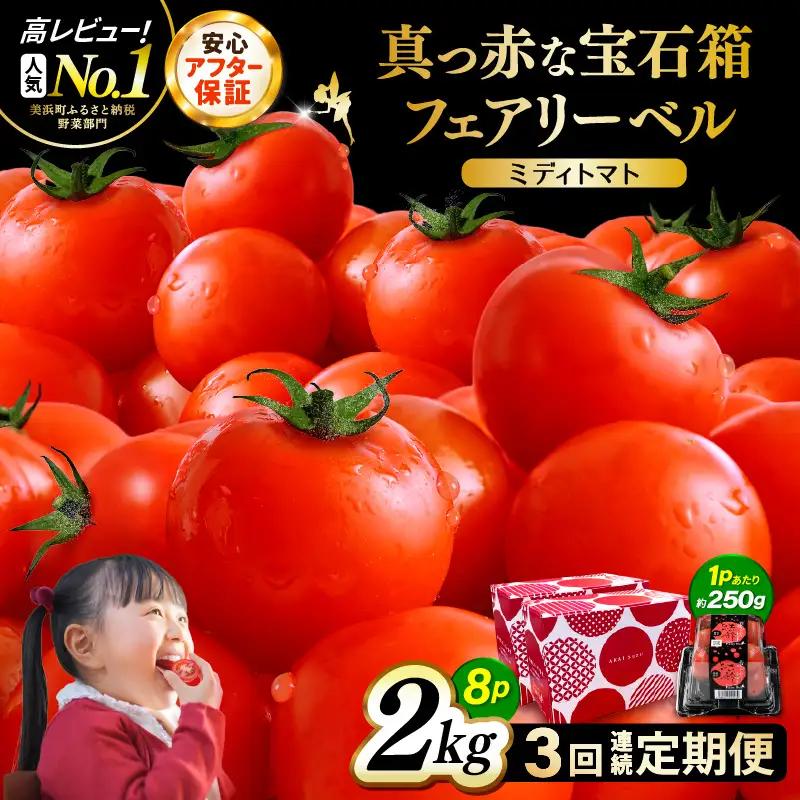 定期便 ≪3ヶ月連続お届け≫ フルーツミディトマト 約2kg(1kg×2箱）× 3回 トマト 野菜  [m37-c006]