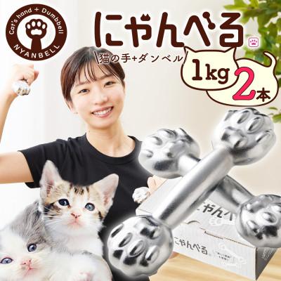 ふるさと納税 京丹後市 にゃんべる(猫の手のダンベル)メッキ1kg×2本　美容・ダイエット・トレーニングにも猫好きにも