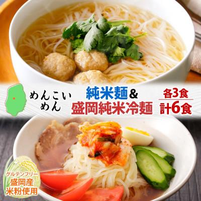 ふるさと納税 盛岡市 めんこいめん 2種(純米麺 冷麺) 計6食 Eセット となん 岩手県盛岡市