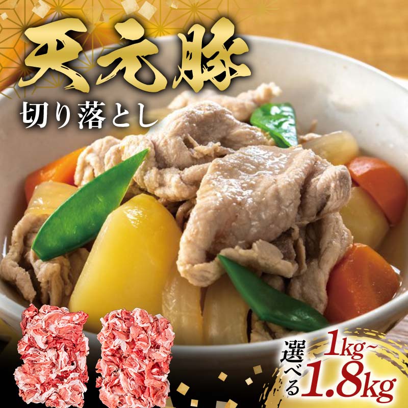 【ふるさと納税】 《選べる容量》天元豚切り落とし1kg（500g×2）～1.8kg（600g×3） F2Y-6581var