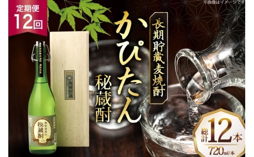 酒 焼酎 かぴたん 720ml 1本 12回 定期便 [福田酒造 長崎県 平戸市 hr42bgy410108] お酒 麦焼酎 長期貯蔵