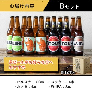 箕面ビールのお好み12本！おすすめBセット(合計12本・各330ml) クラフトビール 地ビール ご当地ビール 家飲み お試し 飲み比べ プレゼント 金賞 おしゃれ クラフト 誕生日 銘柄 ピルスナー