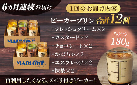  【全6回定期便】葉山ビーカープリン パーティーアソート セット 6種×2個 詰め合わせ（カスタードプリン・かぼちゃプリン・抹茶プリン・北海道フレッシュクリームプリン・エスプレッソプリン・チョコレート
