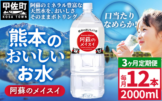 【定期便3ヶ月】熊本のおいしいお水 阿蘇のメイスイ 2L×12本（2ケース）（共通返礼品・御船町） - 天然水 水 飲料水 ミネラルウォーター 箱買い まとめ買い ペットボトル 飲料 ウォーター 軟水