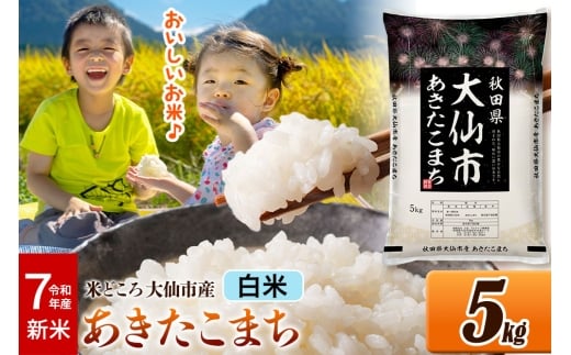 新米 令和7年産 米【白米】米どころ秋田県大仙市産 あきたこまち 精米5kg（5kg×1袋）