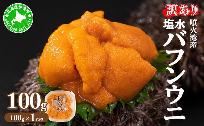 訳あり 北海道 噴火湾産 塩水 バフンウニ 100g 1パック ミョウバン不使用 うに ウニ 雲丹 海鮮 海の幸 魚介類 ウニ丼 お寿司 濃厚 無添加 産地直送 お取り寄せ 山村水産 送料無料