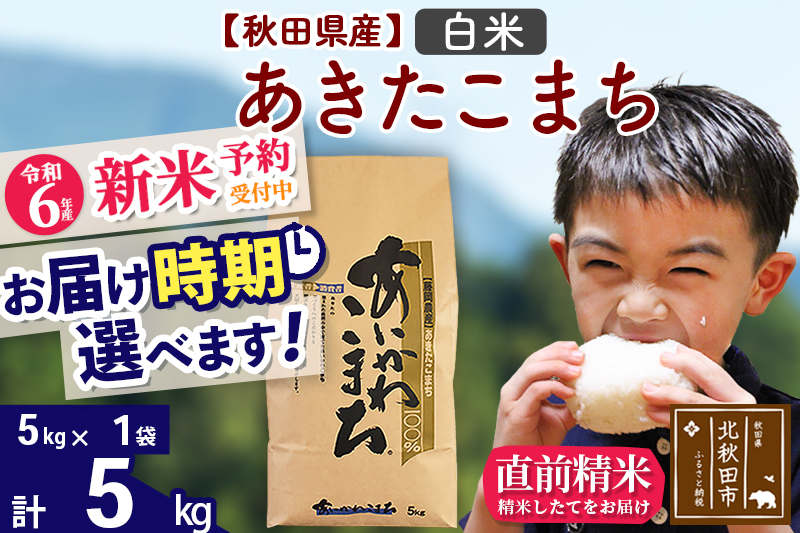 
※令和6年産 新米予約※秋田県産 あきたこまち 5kg【白米】(5kg小分け袋)【1回のみお届け】2024年産 お届け時期選べる お米 藤岡農産
