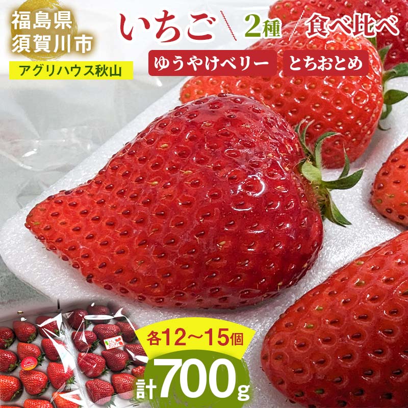 【ふるさと納税】いちご ＜アグリハウス秋山＞ 食べ比べ「ゆうやけベリー」「とちおとめ」 各12〜15個 F7X-0215