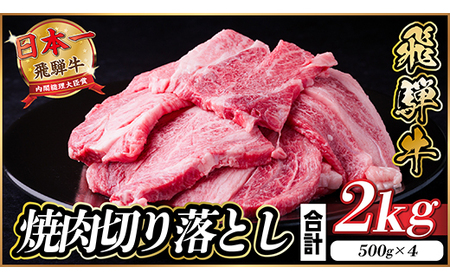 飛騨牛 焼肉 切り落とし 約2kg(約500g×4)訳あり【冷蔵便】_肉 焼肉 牛肉 やきにく ヤキニク バーベキュー_【配送不可地域：離島】【1543367】