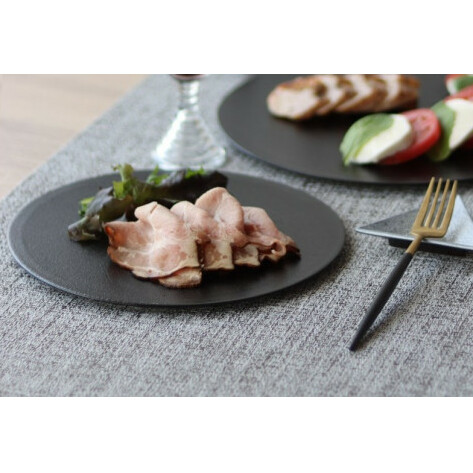 有田焼 フラットプレート 21cm Black and white 2枚組 山忠 フラット皿 お皿 洋皿 食器 プレート ディナー メイン皿 モノトーン A45-163_イメージ3
