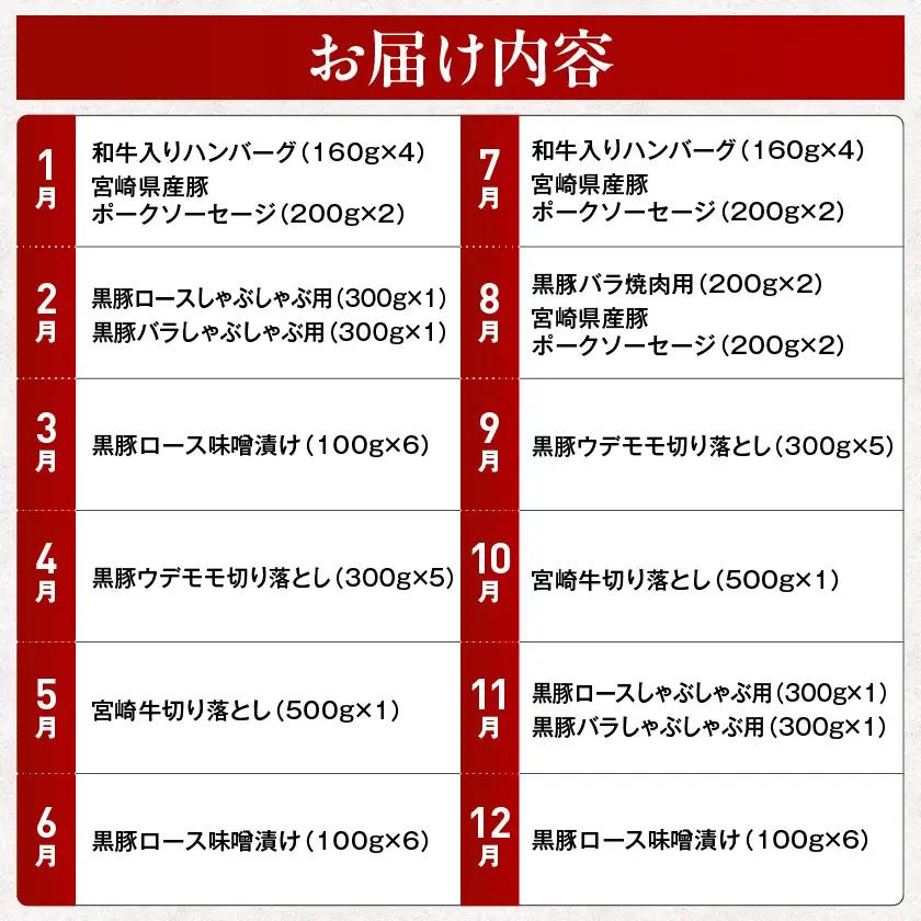 【10回定期便】選んで損なし!黒豚バラエティ&宮崎牛定期便〔TAA10-10-N4-012〕_(都城市) 