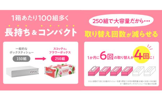 スコッティ ティシュー フラワーボックス 250組 60箱（5箱×12パック）【入金確認後、最短10日～3週間程度に発送予定】