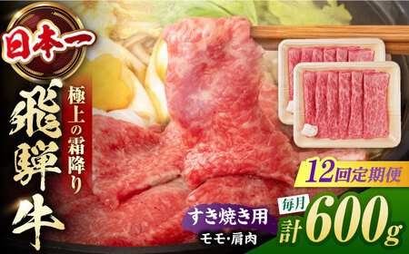 【12回定期便】飛騨牛 すき焼き用赤身 600g / 浅井商店[AWBJ026] 飛騨牛