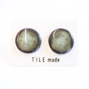 【美濃焼】 苔むら タイル ピアス 直径20mm 瑞浪市 / TILEmade タイル アクセサリー ハンドメイド [AZCD054]