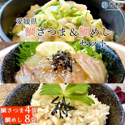 ふるさと納税 西予市 <愛媛県　鯛さつま&amp;鯛めしセット(鯛さつま4袋・鯛めし8袋)>　魚　丼　食べ比べ　郷土料理　特産品