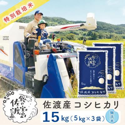 ふるさと納税 佐渡市 佐渡島産コシヒカリ 無洗米15Kg(5Kg×3袋) 令和7年 特別栽培米 農家直送