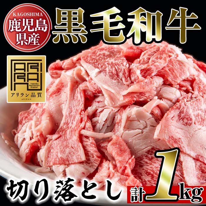 【ふるさと納税】鹿児島県産黒毛和牛切り落とし(計1kg・250g×4P) 国産 九州産 牛肉 黒毛和牛 和牛 お肉 切落し 切り落とし おかず すき焼き スキヤキ しゃぶしゃぶ 冷凍 小分け【アリラン飯店】