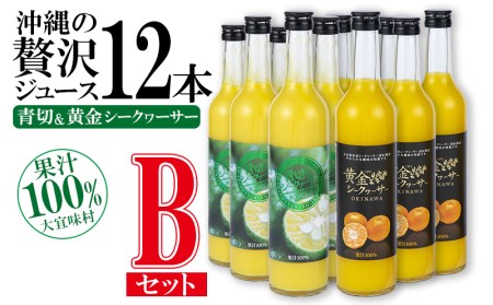 沖縄の贅沢ジュース 12本 ＜青切シークヮサー・黄金シークヮサー 各6本＞ KS1010 青切り 黄金 くがに シークヮーサー 熱中症対策 ノビレチン ストレート 調味料 ジュース 飲み物 お取り寄せ お土産 ドレッシング 果物 くだもの ご当地 やんばる 調理 トロピカル 南国