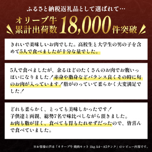 オリーブ牛 黒毛和牛 焼肉セット 香川県産 オリーブ牛【1kg】【冷凍】