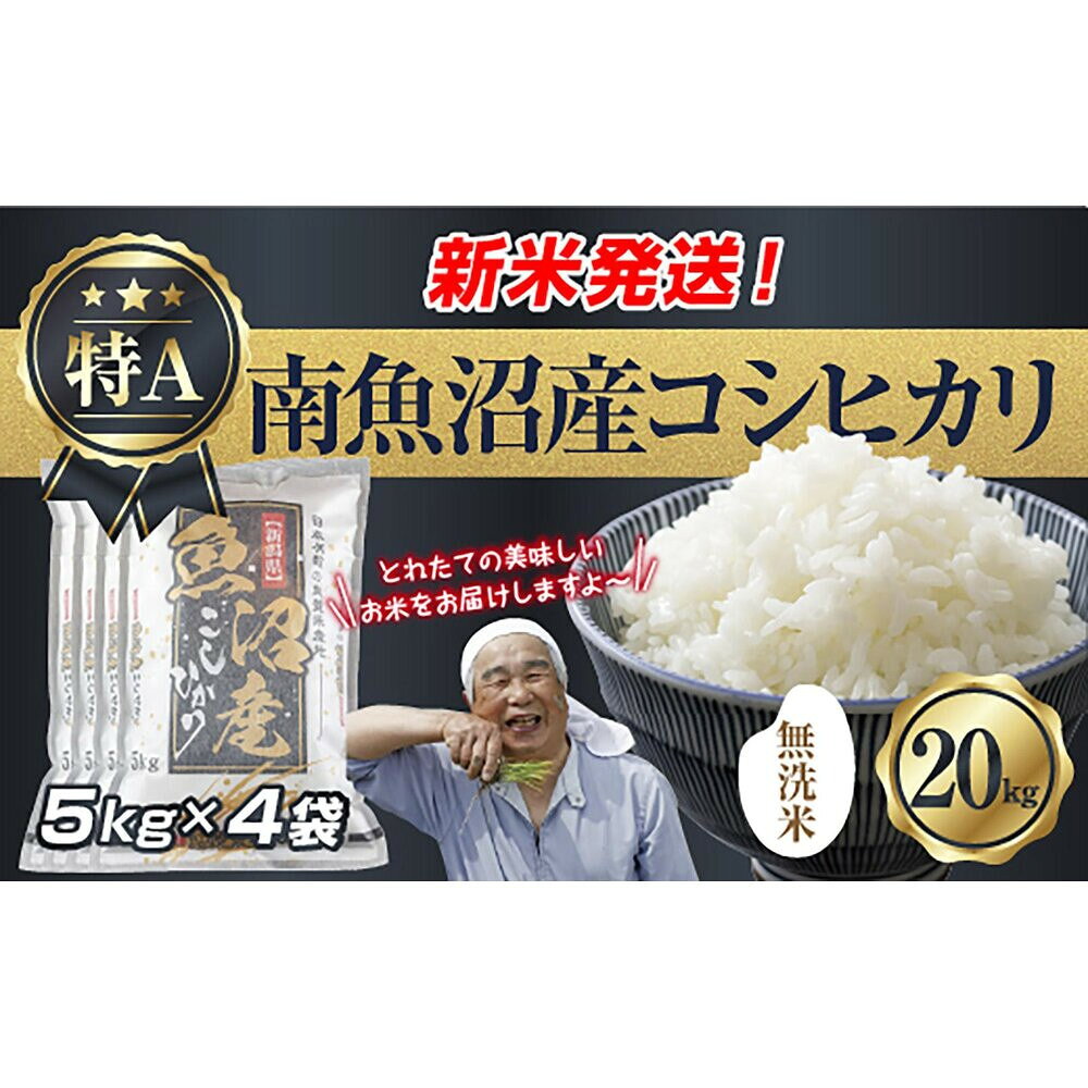 【ふるさと納税】【令和8年産　新米予約】「無洗米」 新潟県 南魚沼産 コシヒカリ お米 5kg×4袋 計 20kg 精米済み（お米の美味しい炊き方ガイド付き） お米 こめ 白米 こしひかり 食品 人気 おすすめ 魚沼 南魚沼 南魚沼市【2026年10月中旬より1ヶ月以内に順次発送予定】