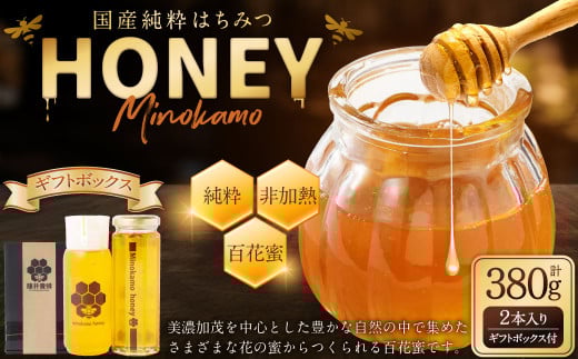 国産 無添加 MINOKAMO HONEY はちみつギフトBOX（2本入）| 藤井養蜂 蜂蜜 非加熱 百花蜜 ギフト 贈り物 プレゼント M13S45