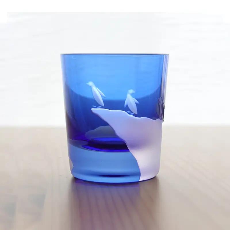 浅草切子 aquatic「Penguin Climb 冷酒 青藍切立」_0012-070-T07