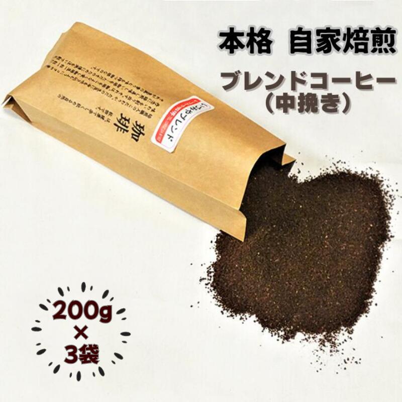 【ふるさと納税】自家焙煎いづみやブレンドコーヒー（中挽き）200g×3袋：B140-128