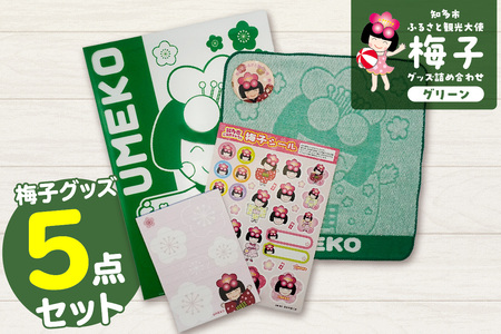 梅子グッズの詰め合わせ（グリーン） 梅子 グッズ タオル シール クリアファイル ファイル メモ帳 メモ 佐布里 梅 特産品 イラスト 日用品 観光大使 伝統工芸品 贈答 プレゼント 愛知県 知多市