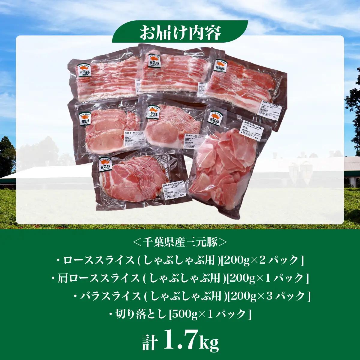 千葉県産豚肉　元気豚 精肉4種セット　1.7kg_元気豚 精肉 セット 千葉県産_【配送不可地域：離島・沖縄県】 TAKB021