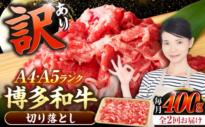 
                  【全2回定期便】【訳あり】【A4〜A5ランク】博多和牛 切り落とし 400g《豊前市》【株式会社木村食品】国産 黒毛和牛 牛丼 肉じゃが [VDZ040]
                