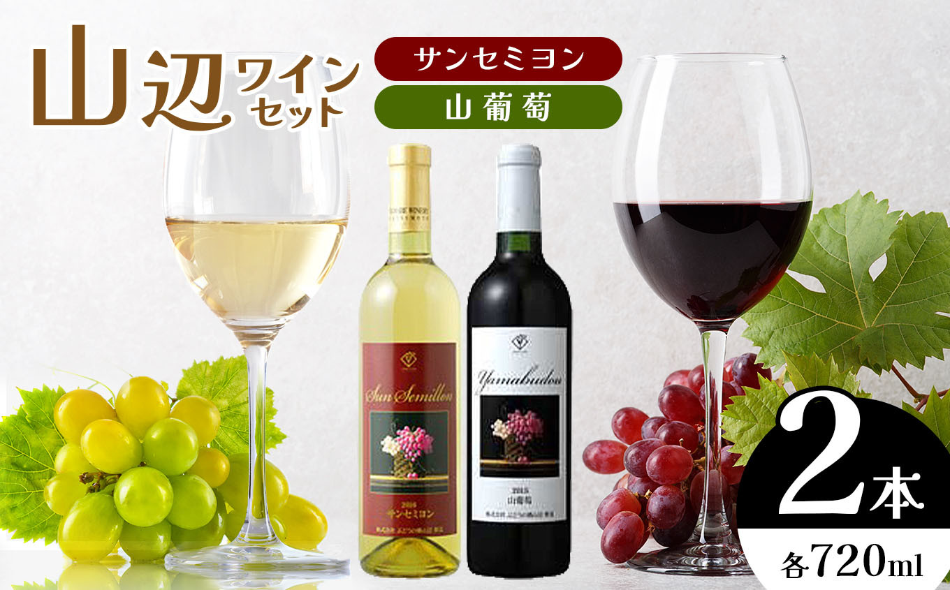 
                  山辺ワインセット720ml×2本（サンセミヨン、山葡萄）｜ワイン 飲み比べ お酒 辛口 セット 信州 赤ワイン 白ワイン　ぶどう 長野県産 松本 希少価値
                