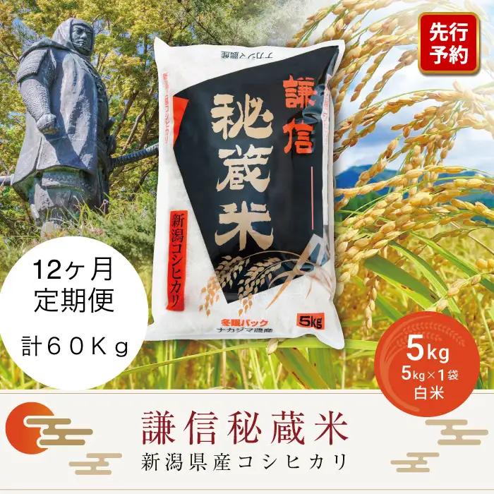 【先行予約・定期便】謙信秘蔵米 コシヒカリ 5kg×12回 コシヒカリ